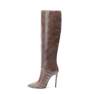 Big Size 45 Leather Upper Women Pointed Toe Knee-High <b>Boots</b> Slip-on Thin High Heel Winter Anti-Slippery Long Booties for Ladies - Product Image 4