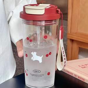 Tasse <span class=keywords><strong>à</strong></span> paille jetable d'été mignonne pour fille avec chiot <span class=keywords><strong>cerise</strong></span> Tasse <span class=keywords><strong>à</strong></span> <span class=keywords><strong>eau</strong></span> en plastique portable pratique pour <span class=keywords><strong>l</strong></span>'<span class=keywords><strong>eau</strong></span> bouillante - Product Image 4