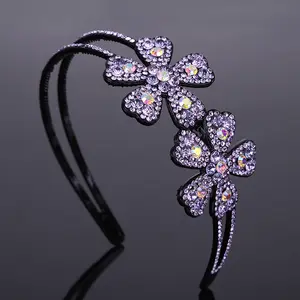 Korean Style Hollow Out Head Band Fashion Crystal Hair Hoop Luxury Girls Flower Hair Band