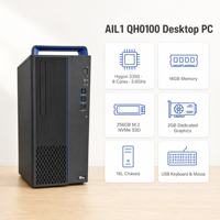 Workstation Desktop Komersial Baru Hygon 3350 8C 3.0GHz, 16GB DDR4, 256GB NVMe SSD, Casing 15L, Paket Sistem Kantor Lengkap