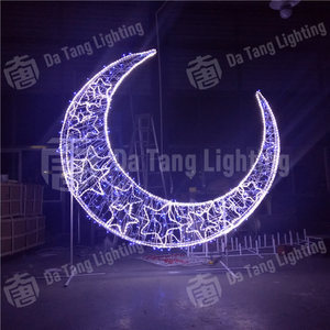 Grande sculpture LED en forme de croissant de lune et d'étoile pour le Ramadan, crée un repère festif pour les places de ville, les centres de villégiature et les événements de l'Aïd - Product Image 5
