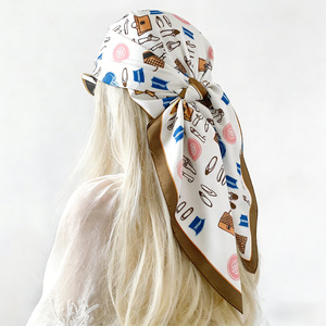 Wholesale 90x90cm <b>Square</b> Euro-American Printed Twill Polyester Fashion <b>Scarf</b> for Head Wrapping - Product Image 4