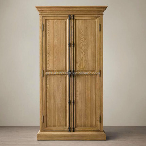 Bibliothèque rustique vintage à 2 portes en bois massif avec portes fermées, grande capacité de rangement pour la maison, le bureau ou la bibliothèque - Product Image 1