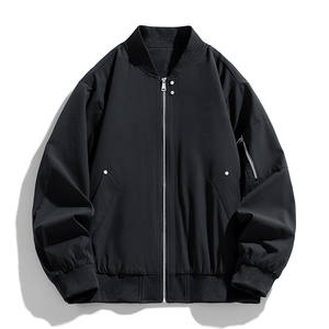 Chaqueta de algodón personalizada con logotipo para primavera y otoño, abrigo de piloto cálido para hombre, estilo retro, color sólido, holgado, informal, uniforme de béisbol. - Product Image 1