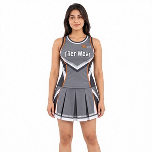 Uniforme de cheerleading pour femmes, équipe de lycée, tissu extensible respirant facile d'entretien, haut de cheerleading et jupe de cheerleading athlétique, ensemble complet - Product Image 1