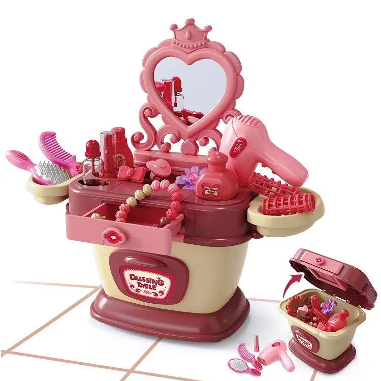 2022 new arrival dressing table make up toy set multifunction pretend play kids makeup kit for girls