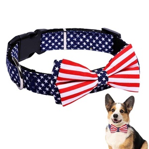 <span class=keywords><strong>Collar</strong></span> de perro ajustable con pajarita desmontable de estilo estampado de bandera nacional con logotipo personalizado para cachorros pequeños - Product Image 3