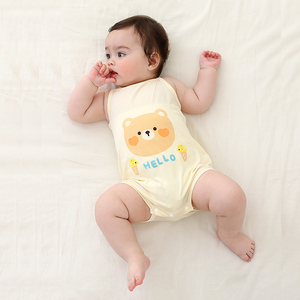 Peto de bebé con tirantes, de modal fino para verano, con banda elástica, ropa de una pieza para niños, camiseta sin mangas, para el hogar y la escuela - Product Image 1