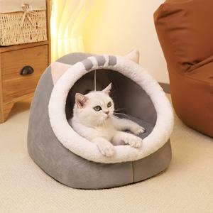 Vente en gros chenil pour petit <span class=keywords><strong>chien</strong></span> chenil d'hiver semi-fermé toutes saisons coussin chaud épais respirant confortable motif solide - Product Image 2