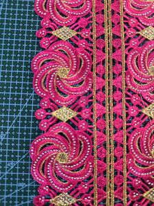 Bordado coche hueso encaje lentejuelas pestañas accesorios nupciales velo de boda muñeca decoración Material blanco - Product Image 3