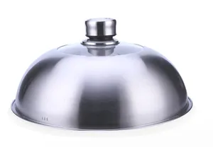 Tapas de cúpula de metal resistente a la corrosión con termómetro, cubierta de olla de acero inoxidable con vidrio transparente