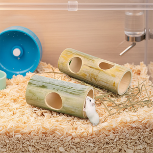 Tunnel en bambou avec une ou deux ouvertures pour hamsters, souris, rats, canaris, perruches, cockatoos, perroquets. - Product Image 2