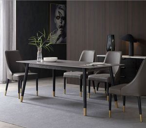 Ensemble <span class=keywords><strong>de</strong></span> <span class=keywords><strong>table</strong></span> à manger en marbre pour petit appartement <span class=keywords><strong>Pied</strong></span> en <span class=keywords><strong>bois</strong></span> <span class=keywords><strong>massif</strong></span> Plaque <span class=keywords><strong>de</strong></span> roche <span class=keywords><strong>Table</strong></span> et chaise rectangulaires - Product Image 4