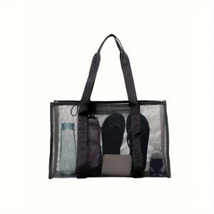 Bolso de playa de malla extragrande con bolsillo interior con cremallera, bolso de hombro transparente para gimnasio, piscina, viajes, plegable, de gran capacidad - Product Image 5