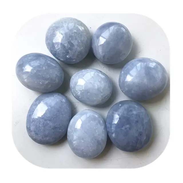 סיטונאי טבעי מלוטש כחול Celestite Crystal עיסוי פנינה דקל אבן עבור דגימת ריפוי