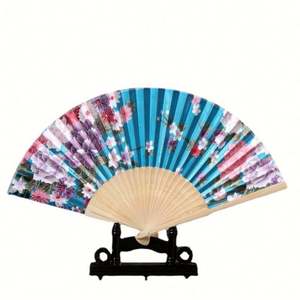 Abanicos de mano plegables de tela con varillas de bambú huecas para danza, personalizables - Product Image 5