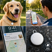 Localisateur GPS pour animaux de compagnie, dispositif anti-perte pour chats et chiens, suivi Bluetooth, compatible IOS/Android, rappel de faible batterie, traceur