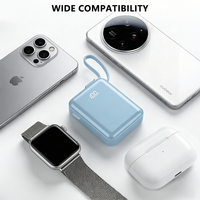 Batterie externe portable ultra-mince haute capacité 10000 mAh 30W à charge rapide bidirectionnelle avec écran LED et cordon, vente directe usine