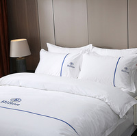 Ensemble de draps de lit de luxe 5 étoiles hôtel 100% coton égyptien 600 fils avec bordure de ruban ensemble de literie ensemble de linge de lit