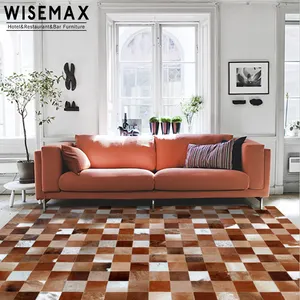 WISEMAX Mebel Ringan, Kerajinan Tangan Mewah Perabot Rumah Ruang Tamu Kulit Sapi Karpet Berlapis