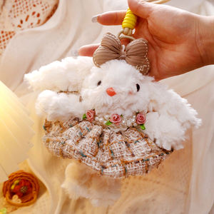 Suave lindo conejo de peluche Pom llavero conejito bufanda sombrero y Oreja gota colgante de la colección Scrapyard - Product Image 3