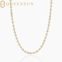 Collier tennis Queensun en or 14K 18K avec diamants de laboratoire certifiés IGI 10 carats, vente en gros OEM