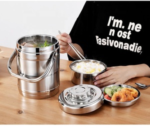 Tiffin-fiambrera de acero inoxidable con aislamiento de doble pared, termo <span class=keywords><strong>para</strong></span> <span class=keywords><strong>comida</strong></span> caliente - Product Image 5
