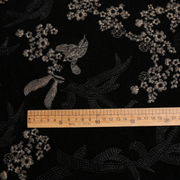 Tissu en velours floral brodé de fil d'or fin pour manteau de luxe, robe, robe de soirée et textile de maison