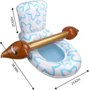 Nouvelles idées personnalisées : Chaise flottante gonflable en forme de toilettes pour deux personnes, idéale pour les jeux aquatiques en piscine ou en extérieur/intérieur. - Product Image 4