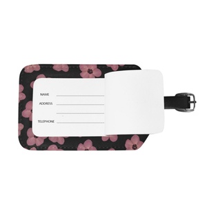 Travel Essentials Privacy Protection Hawaii Pink Hau Flower Luggage ID <b>Tag</b> Custom Print PU Leather Luggage <b>Tags</b> for <b>Suitcases</b> - Product Image 4