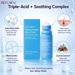 Solution dépilatoire corporelle lissante ODM/OEM avec roll-on à l'huile essentielle <span class=keywords><strong>de</strong></span> réglisse et sérum anti-poils incarnés aux AHA/BHA/PHA - Product Image 2