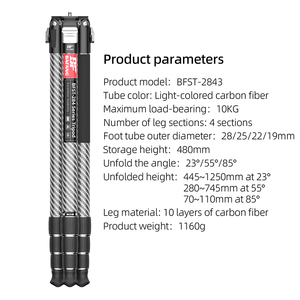 Bafang chuyên nghiệp video máy ảnh giá ba chân 10 đứng 40mm sợi carbon thiết kế mới lớn nhiệm vụ nặng nề mang theo túi + Màu sắc di động gấp - Product Image 5