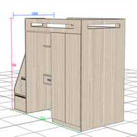Lit superposé avec toboggan et espace d'étude - Lit superposé multifonctionnel avec bureau et tiroirs de rangement