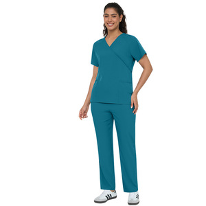 Ensembles d'uniformes médicaux confortables avec col à empiècements et liens dorsaux pour hommes et femmes, uniforme d'infirmière à col en V 42186 - Product Image 6