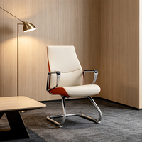 Chaise de bureau en cuir de style exécutif - Design contemporain avec cadre en forme d'arche électro-plaqué poli avec précision