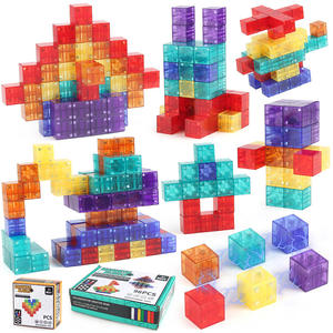 Cubes magnétiques transparents colorés, jouets éducatifs, cubes en plastique, blocs <span class=keywords><strong>de</strong></span> <span class=keywords><strong>construction</strong></span> magnétiques assemblables pour enfants - Product Image 2