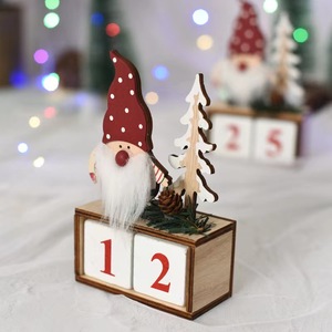 Feliz Navidad Old Man Tree Gnome Nuevo Cono de pino de madera Calendario Ornamento Sombrero de Navidad Decoración para el hogar - Product Image 6