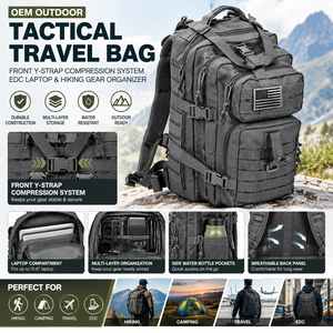 OEM Outdoor Tactical Travel Bag , <b>Front</b> <b>Y</b>-Strap Compression System , EDC Laptop & Hiking Gear Organizer - Product Image 1