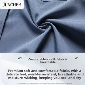 Camicie da uomo all'ingrosso in seta ghiaccio multicolore a maniche lunghe, fresche e leggere, estive, semplici, disponibili in magazzino - Product Image 3