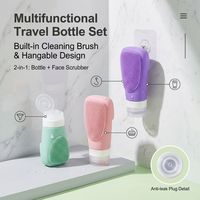 Botella de Viaje de Silicona Suave Personalizada con Cepillo Exfoliante Facial Integrado, Proveedor de Frascos de Viaje