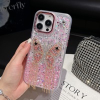 Coque de protection en gel électrolytique scintillant avec pompon papillon diamanté XP906, compatible avec iPhone 17 Pro Max, best-seller
