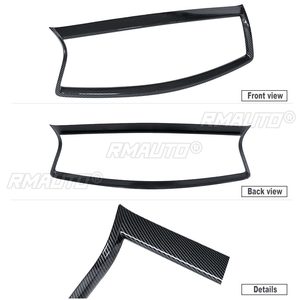 Glossy <b>Black</b>/Carbon Fiber Look Front Grille Trim Overlay Cover Add on Front Bumper Grill <b>Frame</b> for INFINITI Q50 Q50S 2014-2021 - Product Image 4