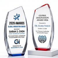 Nouveau design Trophée Bouclier en Cristal Grande surface de gravure Accent en cristal coloré Prix d'Excellence Mondiale en Affaires