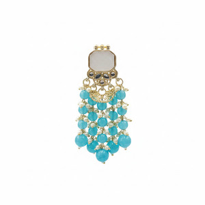 Pendientes Colgantes con Piedras Kundan y Cuentas Azul Cielo de Jewelemarket, Accesorio de Moda - Product Image 2