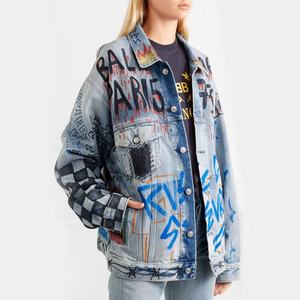 Blouson en jean oversize imprimé pour femme, style motard, collection hiver 2021, offre spéciale - Product Image 4