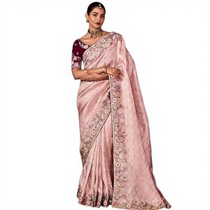 Sari de Seda Bordado Aari Grace Bridal, Estilo Tradicional, para Fiestas, Verano/Invierno, Absorbe la Humedad, Sin Arrugas - Product Image 1