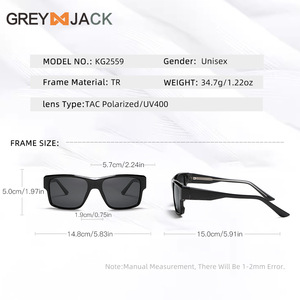 Lunettes de soleil polarisées Greyjack, monture carrée noire, UV400, métal TR, unisexe, lunettes de sport d'extérieur, type 3, lentilles TAC - Product Image 3