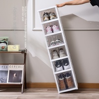 Boîte à chaussures pliable rectangulaire en plastique PP transparent, sans installation, pour rangement domestique, vente en gros, nouveauté