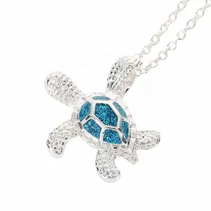 Personalized Wholesale Opal Stone Enamel Jewelry Necklace Ocean Jewelry Multi Colored Sealife Sea Turtle Necklace