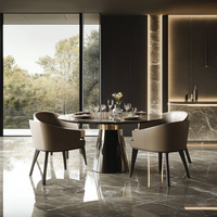 Ensemble de table à manger ronde moderne de luxe personnalisable en bois pour 4 ou 6 chaises